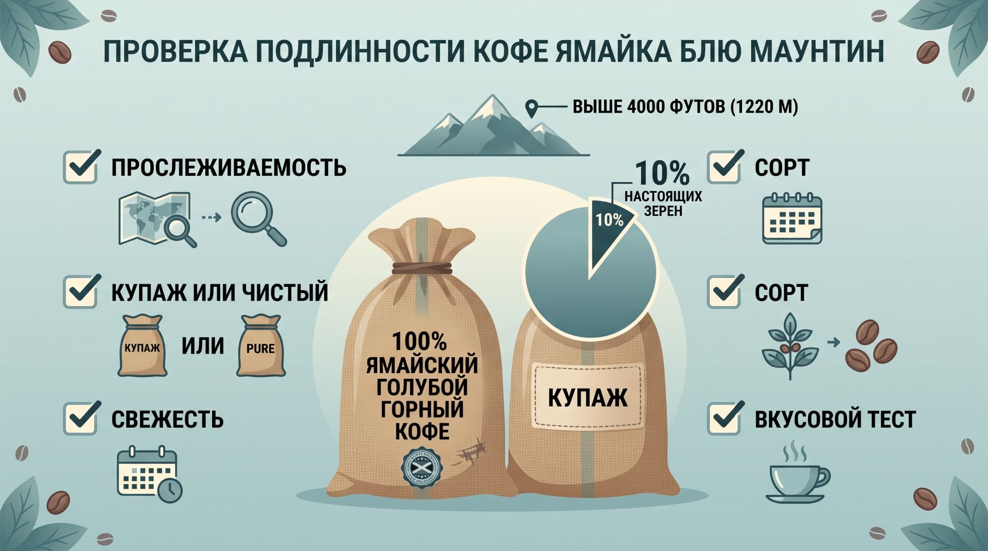 Кофе Блю Маунтин оригинал, инфографика, как отличить